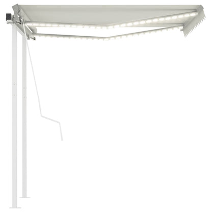 Luifel automatisch met LED en windsensor 3,5x2,5 m crèmekleurig