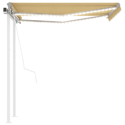 Luifel automatisch met LED en windsensor 3,5x2,5 m geel en wit