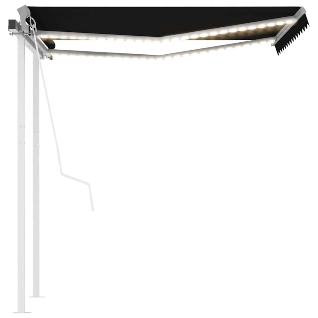 Luifel automatisch met LED en windsensor 3,5x2,5 m antraciet