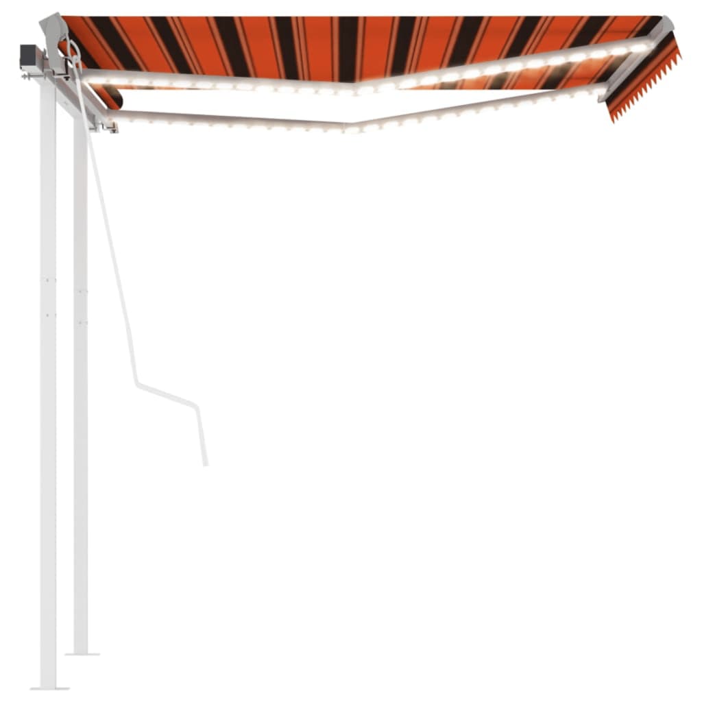 Luifel Automatisch Met Led En Windsensor 3,5X2,5 M Oranje Bruin 3.5 x 2.5 m Multikleur