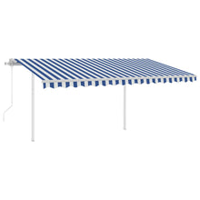 Luifel Automatisch Uittrekbaar Met Palen 4,5X3 M 4.5 x 3 m Blauw en wit