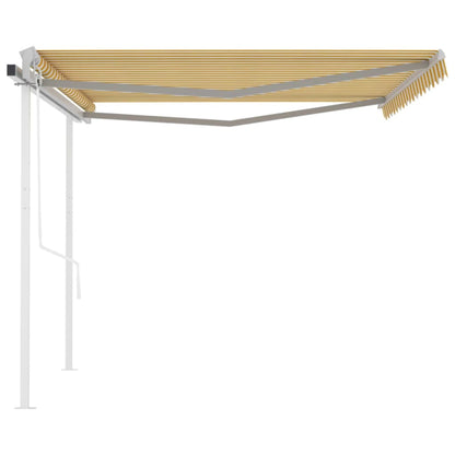 Luifel Automatisch Uittrekbaar Met Palen 4,5X3 M 4.5 x 3 m Geel en wit