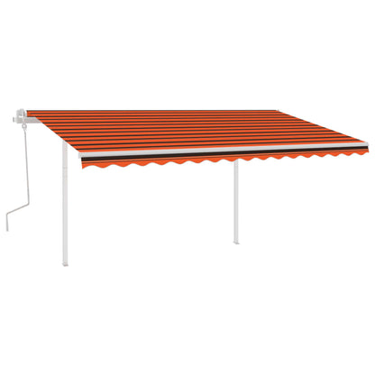 Luifel handmatig uittrekbaar met palen 4x3,5 m oranje en bruin