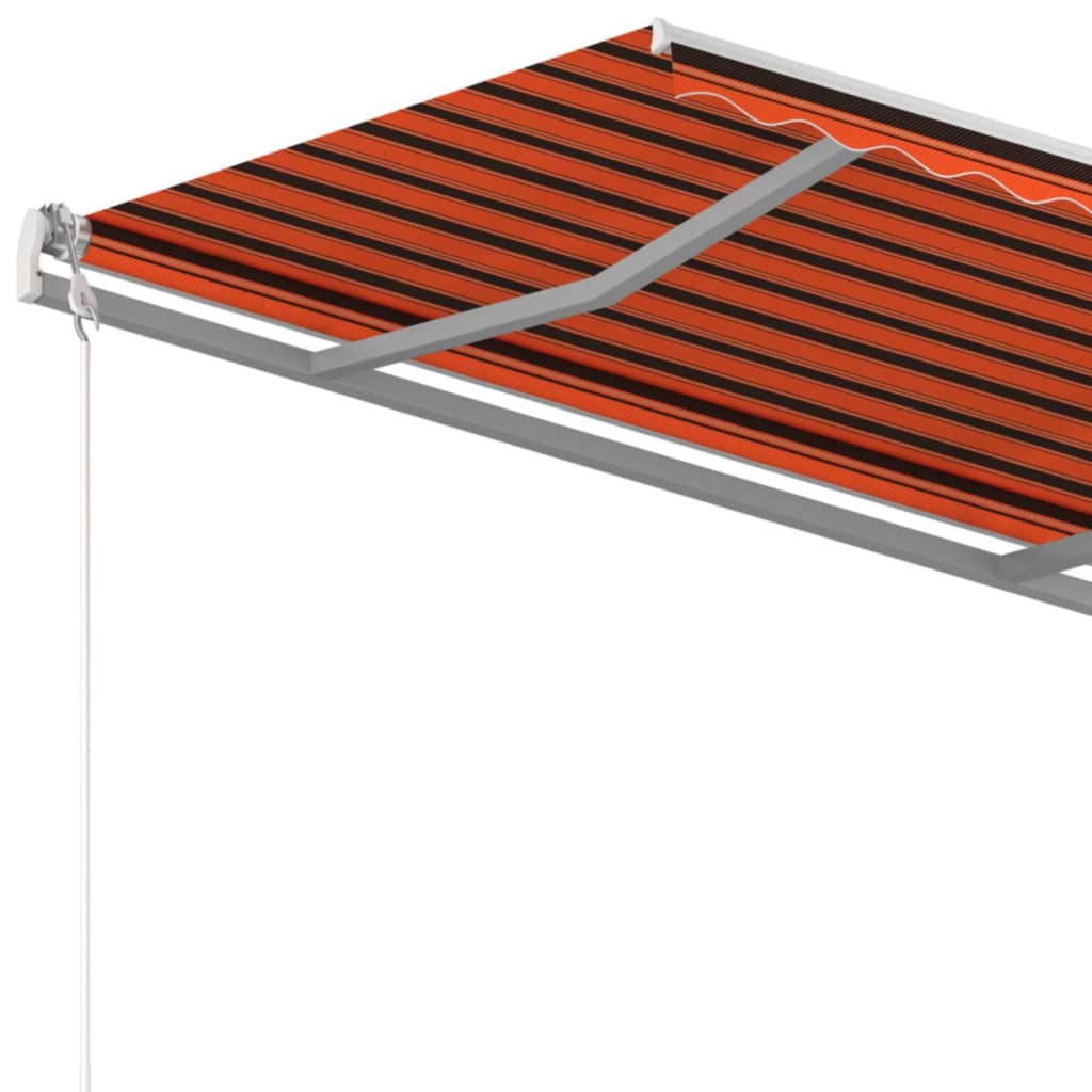 Luifel handmatig uittrekbaar met palen 4x3,5 m oranje en bruin