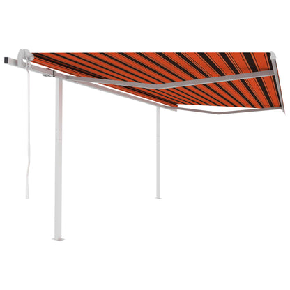 Luifel automatisch uittrekbaar met palen 4x3,5 m oranje bruin
