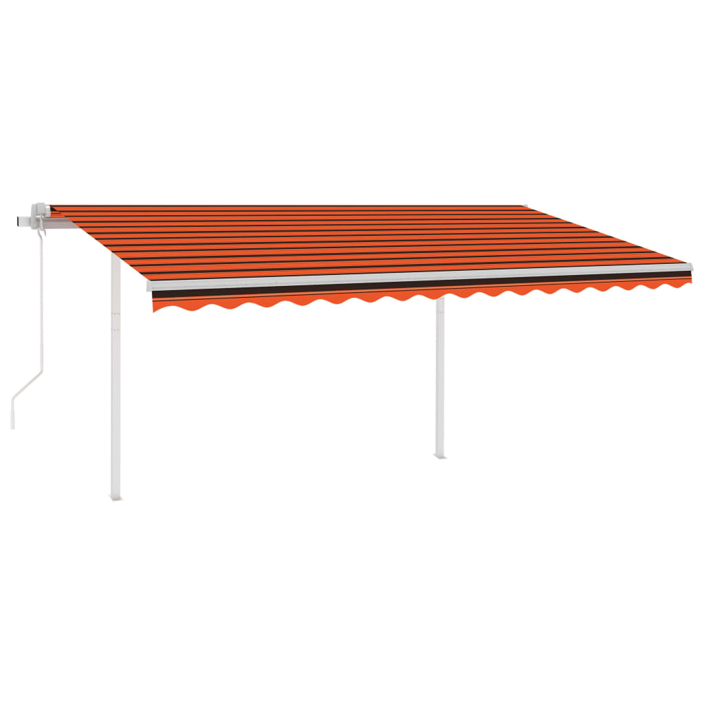 Luifel automatisch uittrekbaar met palen 4x3,5 m oranje bruin