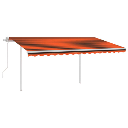 Luifel automatisch uittrekbaar met palen 4x3,5 m oranje bruin