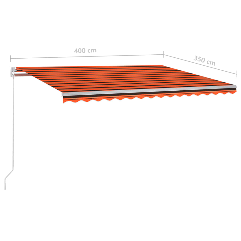 Luifel automatisch uittrekbaar met palen 4x3,5 m oranje bruin