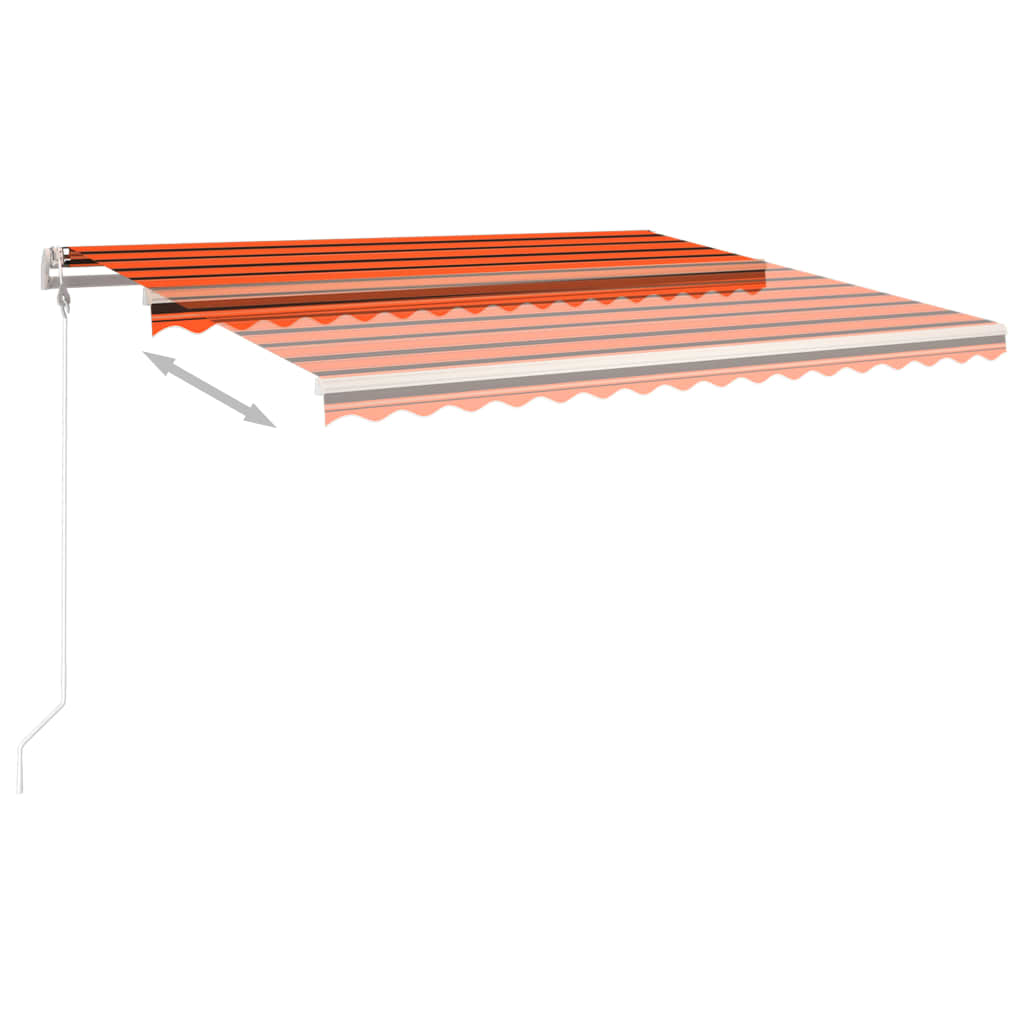 Luifel automatisch uittrekbaar met palen 4x3,5 m oranje bruin