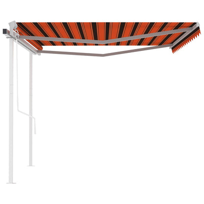 Luifel automatisch uittrekbaar met palen 4x3,5 m oranje bruin