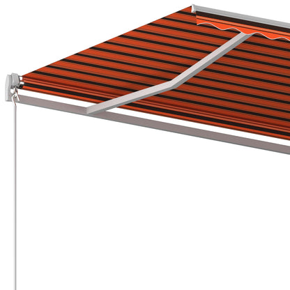 Luifel automatisch uittrekbaar met palen 4x3,5 m oranje bruin