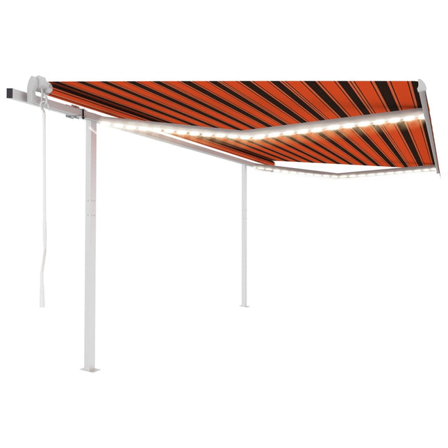 Luifel Automatisch Met Led En Windsensor 4,5X3,5 M Oranje Bruin 4.5 x 3.5 m Multikleur