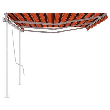 Luifel handmatig uittrekbaar met palen 6x3,5 m oranje en bruin