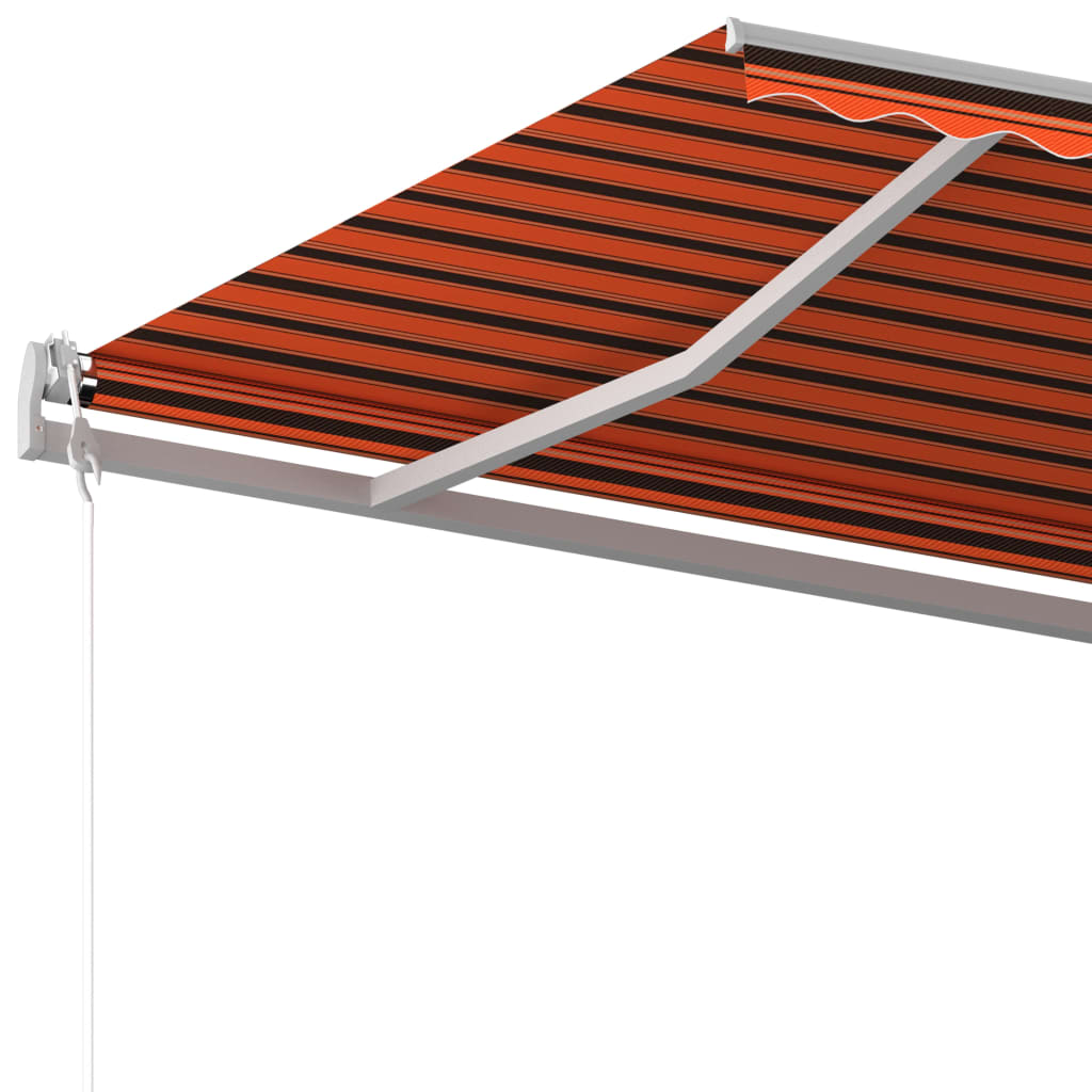 Luifel handmatig uittrekbaar met palen 6x3,5 m oranje en bruin