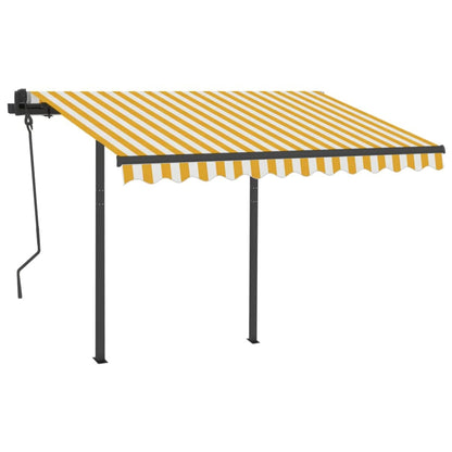 Luifel Handmatig Uittrekbaar Met Palen 3X2,5 M 3 x 2.5 m Geel en wit