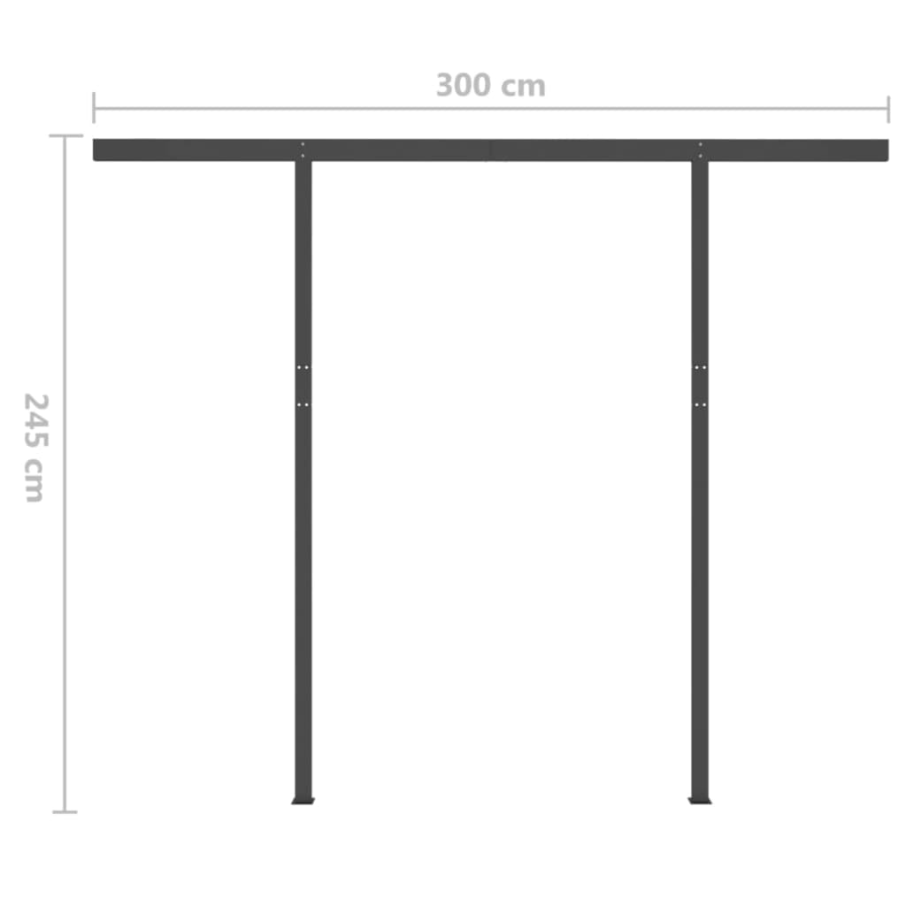 Luifel Handmatig Uittrekbaar Met Palen 3X2,5 M 3 x 2.5 m Geel en wit