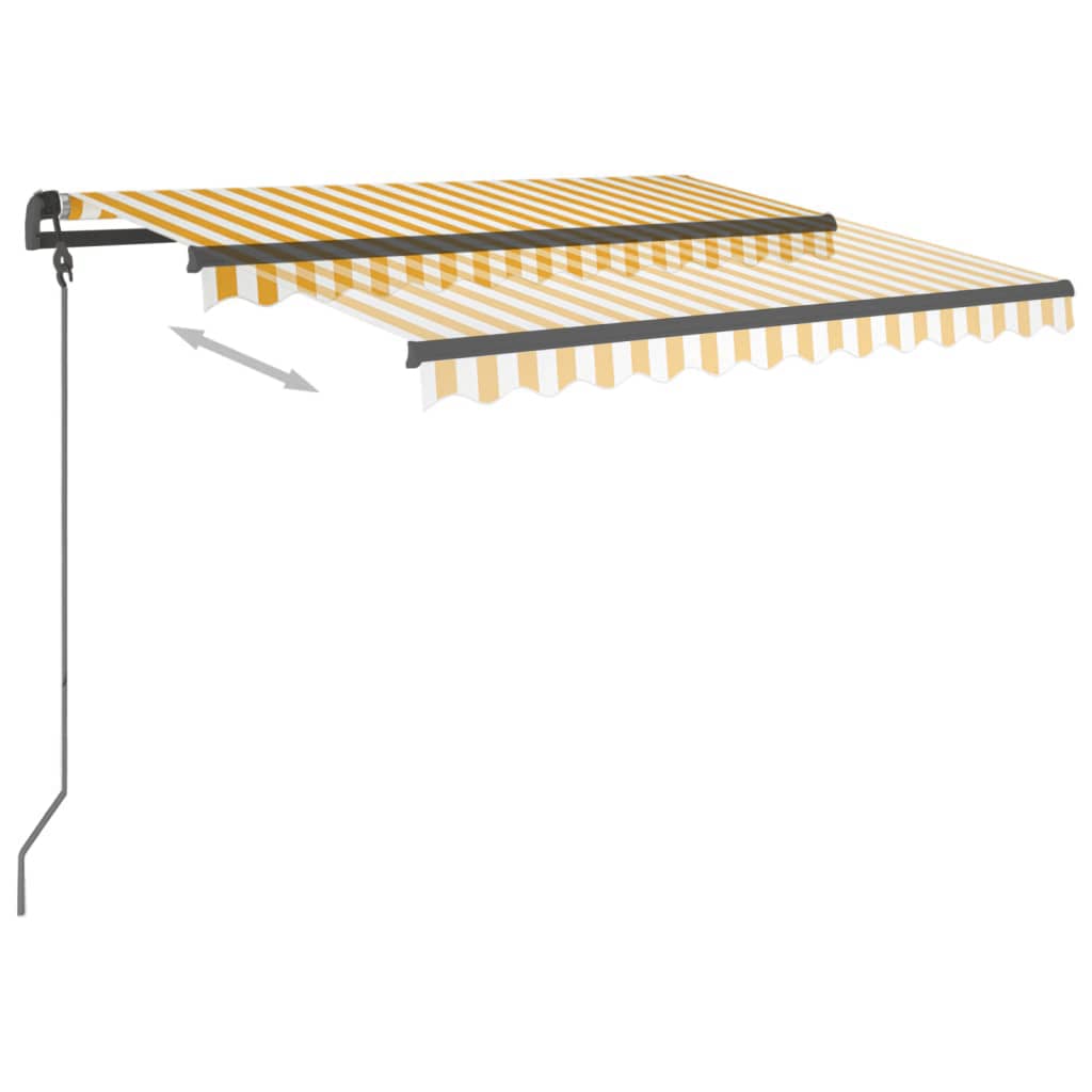 Luifel Handmatig Uittrekbaar Met Palen 3X2,5 M 3 x 2.5 m Geel en wit