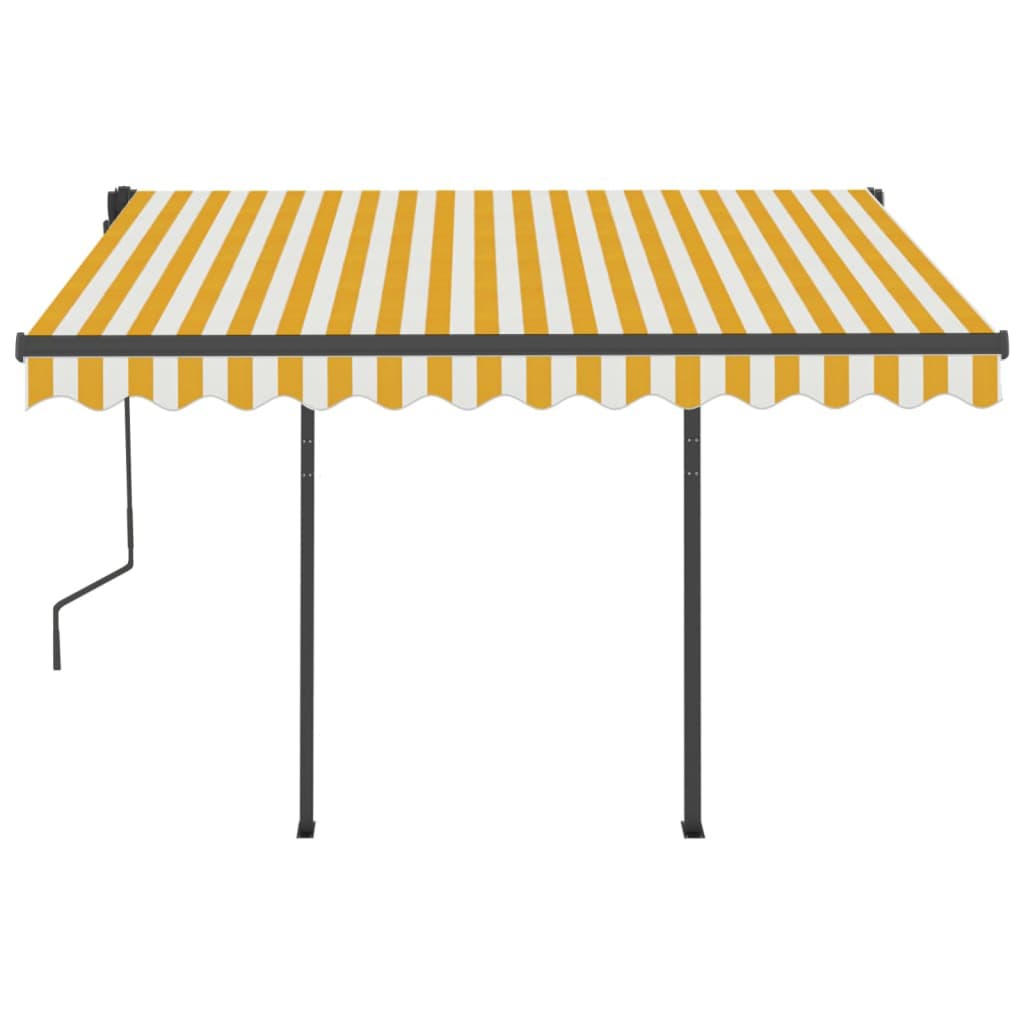 Luifel Handmatig Uittrekbaar Met Palen 3X2,5 M 3 x 2.5 m Geel en wit