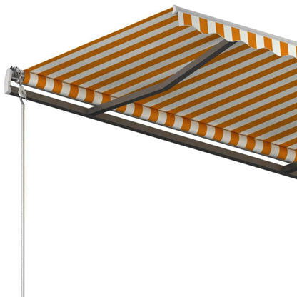 Luifel Handmatig Uittrekbaar Met Palen 3X2,5 M 3 x 2.5 m Geel en wit