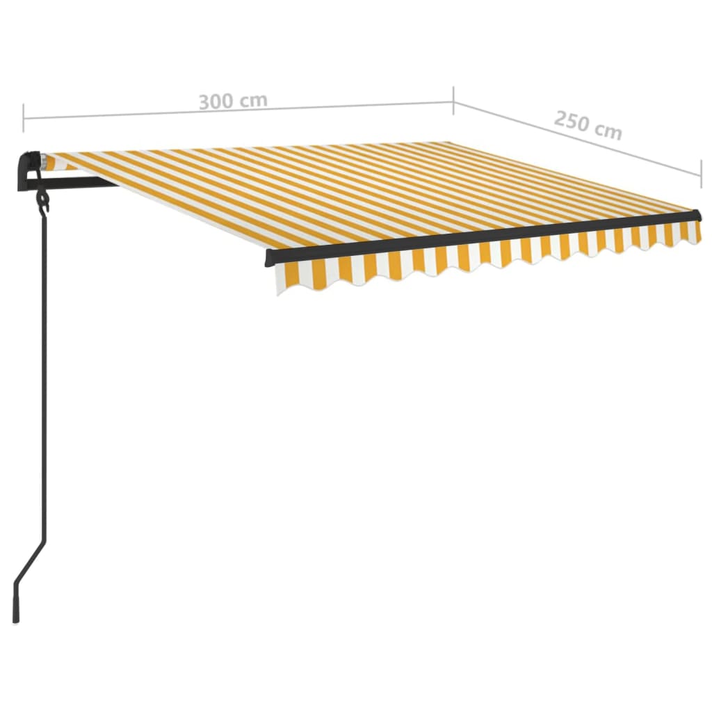Luifel Handmatig Uittrekbaar Met Palen 3X2,5 M 3 x 2.5 m Geel en wit