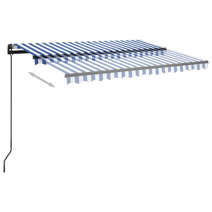 Luifel Handmatig Uittrekbaar Met Led 3X2,5 M 3 x 2.5 m Blauw en wit