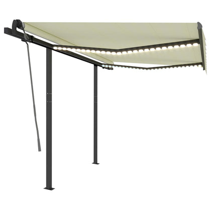 Luifel Handmatig Uittrekbaar Met Led 3X2,5 M Kleurig 3 x 2.5 m Crème