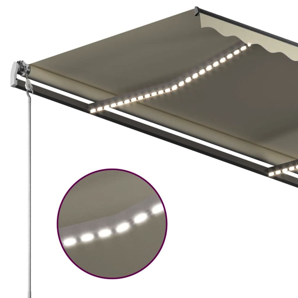 Luifel Handmatig Uittrekbaar Met Led 3X2,5 M Kleurig 3 x 2.5 m Crème