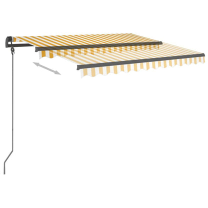 Luifel automatisch uittrekbaar met palen 3x2,5 m geel en wit 3 x 2.5 m Geel en wit