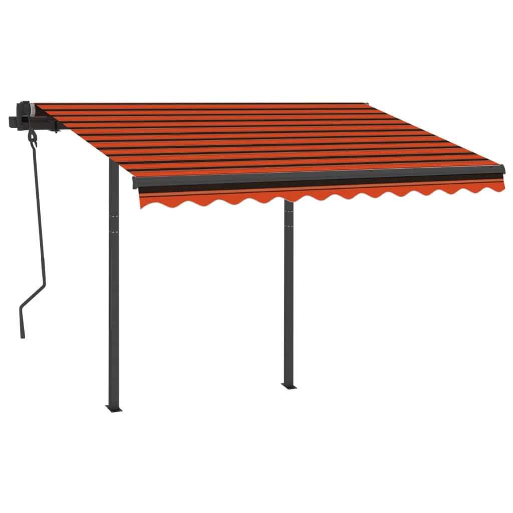 Luifel automatisch uittrekbaar met palen 3x2,5 m oranje bruin 3 x 2.5 m Multikleur
