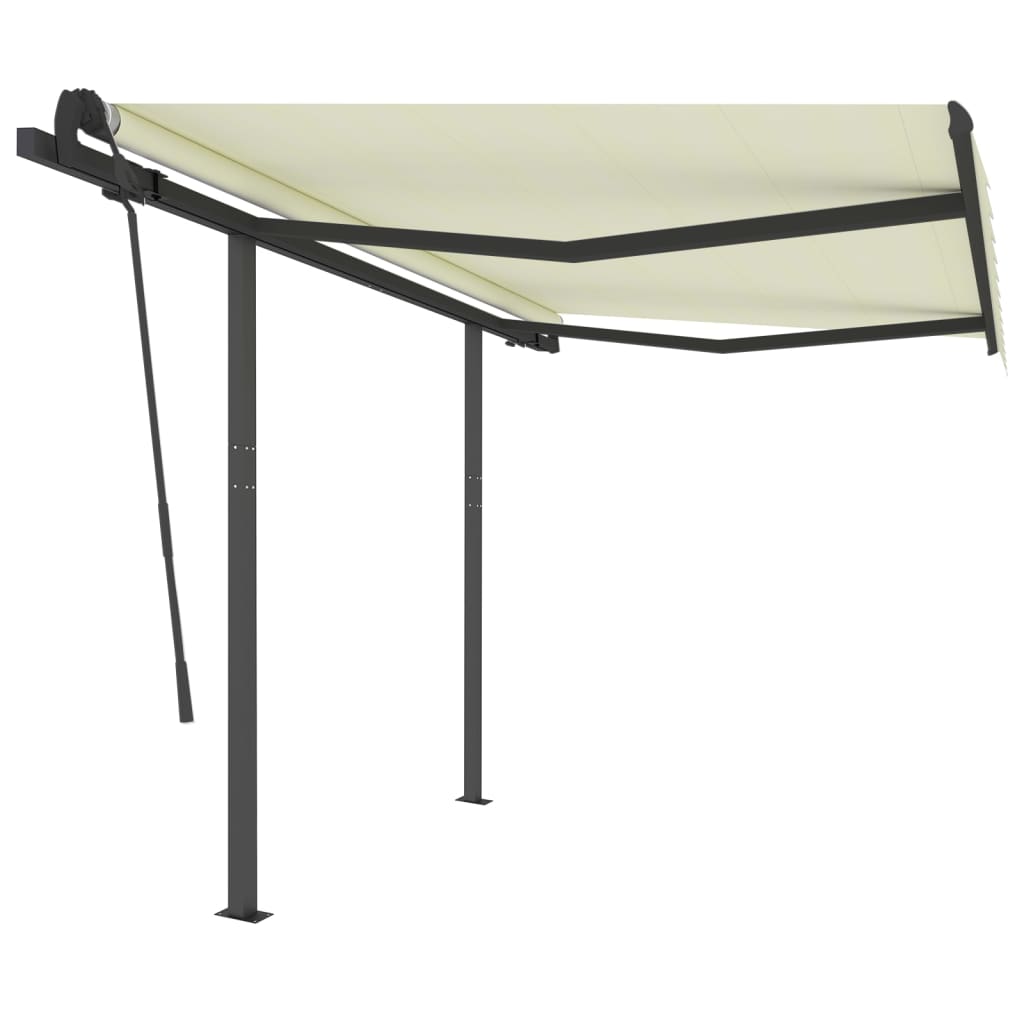 Luifel Handmatig Uittrekbaar Met Palen 3,5X2,5 M Kleurig 3.5 x 2.5 m Crème