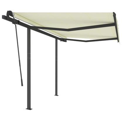 Luifel Handmatig Uittrekbaar Met Palen 3,5X2,5 M Kleurig 3.5 x 2.5 m Crème