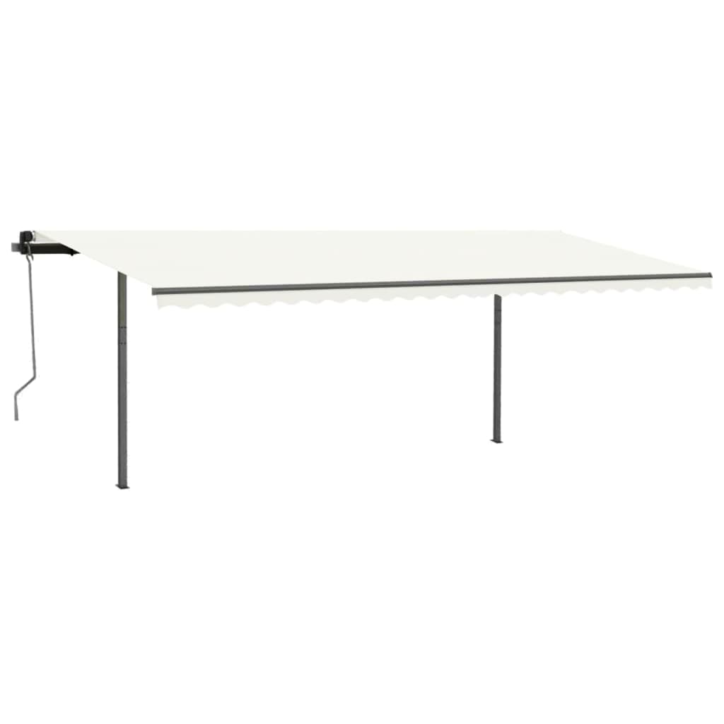 Luifel Handmatig Uittrekbaar Met Palen 3,5X2,5 M Kleurig 3.5 x 2.5 m Crème