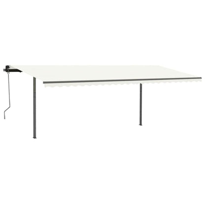 Luifel Handmatig Uittrekbaar Met Palen 3,5X2,5 M Kleurig 3.5 x 2.5 m Crème