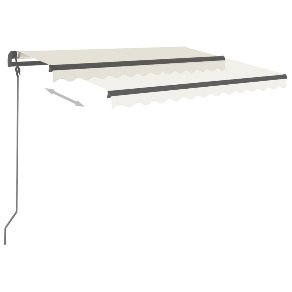 Luifel Handmatig Uittrekbaar Met Palen 3,5X2,5 M Kleurig 3.5 x 2.5 m Crème