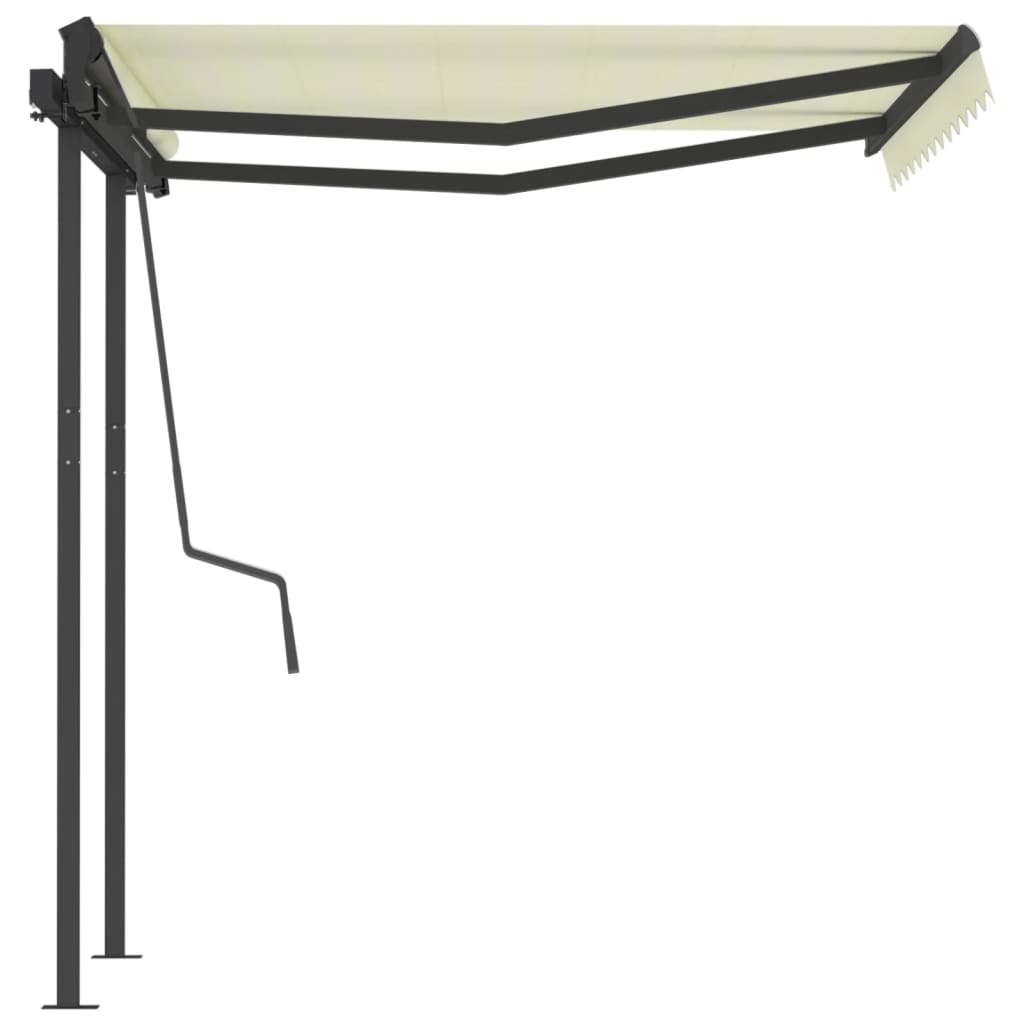 Luifel Handmatig Uittrekbaar Met Palen 3,5X2,5 M Kleurig 3.5 x 2.5 m Crème