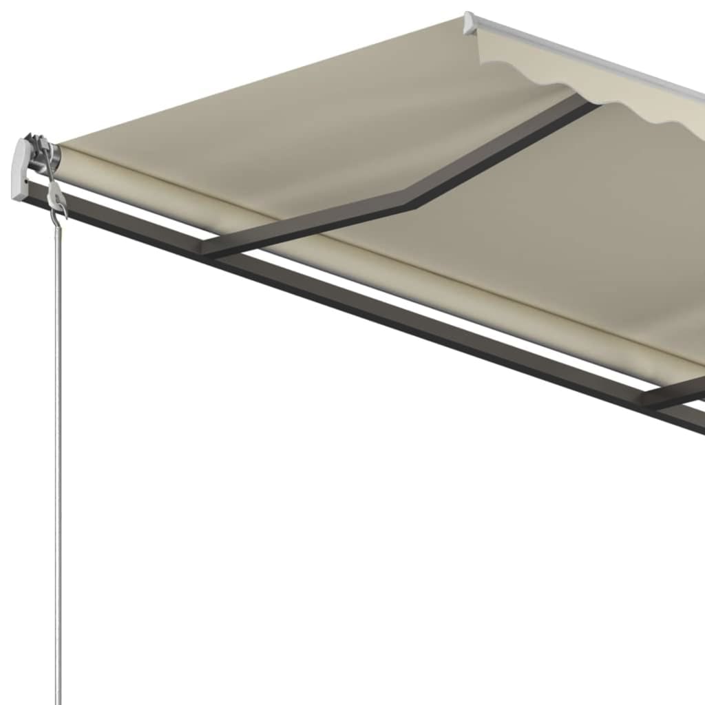 Luifel Handmatig Uittrekbaar Met Palen 3,5X2,5 M Kleurig 3.5 x 2.5 m Crème