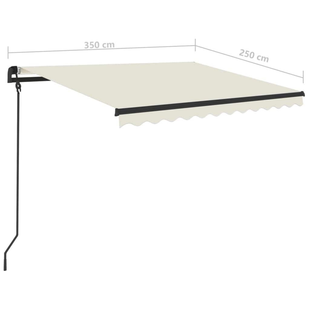 Luifel Handmatig Uittrekbaar Met Palen 3,5X2,5 M Kleurig 3.5 x 2.5 m Crème