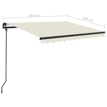 Luifel Handmatig Uittrekbaar Met Palen 3,5X2,5 M Kleurig 3.5 x 2.5 m Crème