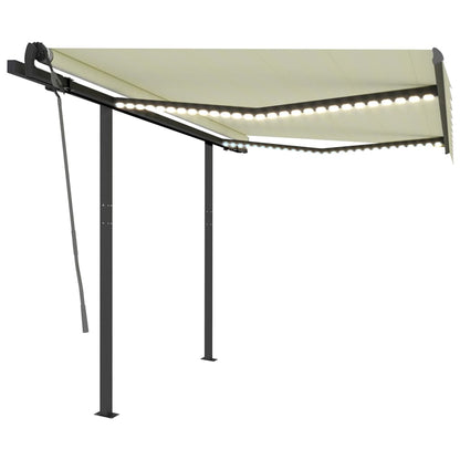 Luifel Handmatig Uittrekbaar Met Led 3,5X2,5 M Kleurig 3.5 x 2.5 m Crème
