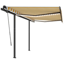 Luifel Handmatig Uittrekbaar Met Led 3,5X2,5 M 3.5 x 2.5 m Geel en wit