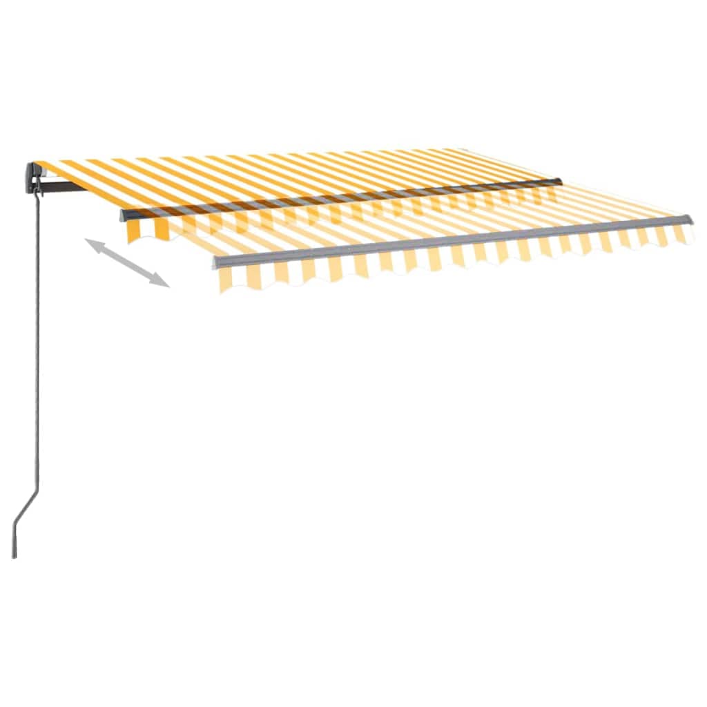 Luifel Handmatig Uittrekbaar Met Led 3,5X2,5 M 3.5 x 2.5 m Geel en wit