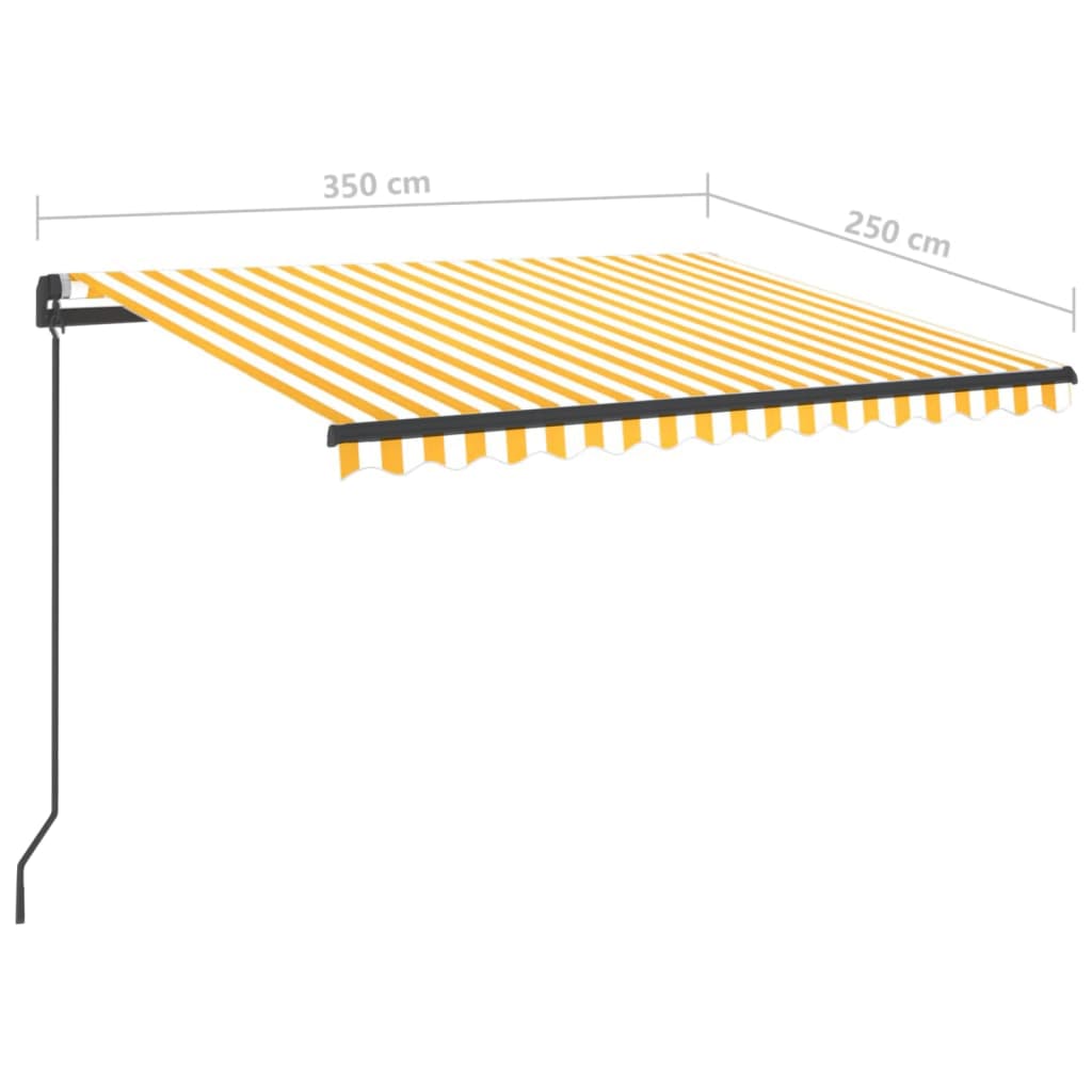 Luifel Handmatig Uittrekbaar Met Led 3,5X2,5 M 3.5 x 2.5 m Geel en wit