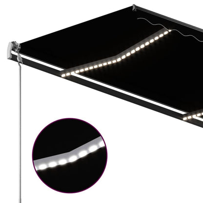 Luifel Handmatig Uittrekbaar Met Led 3,5X2,5 M Kleurig 3.5 x 2.5 m Antraciet