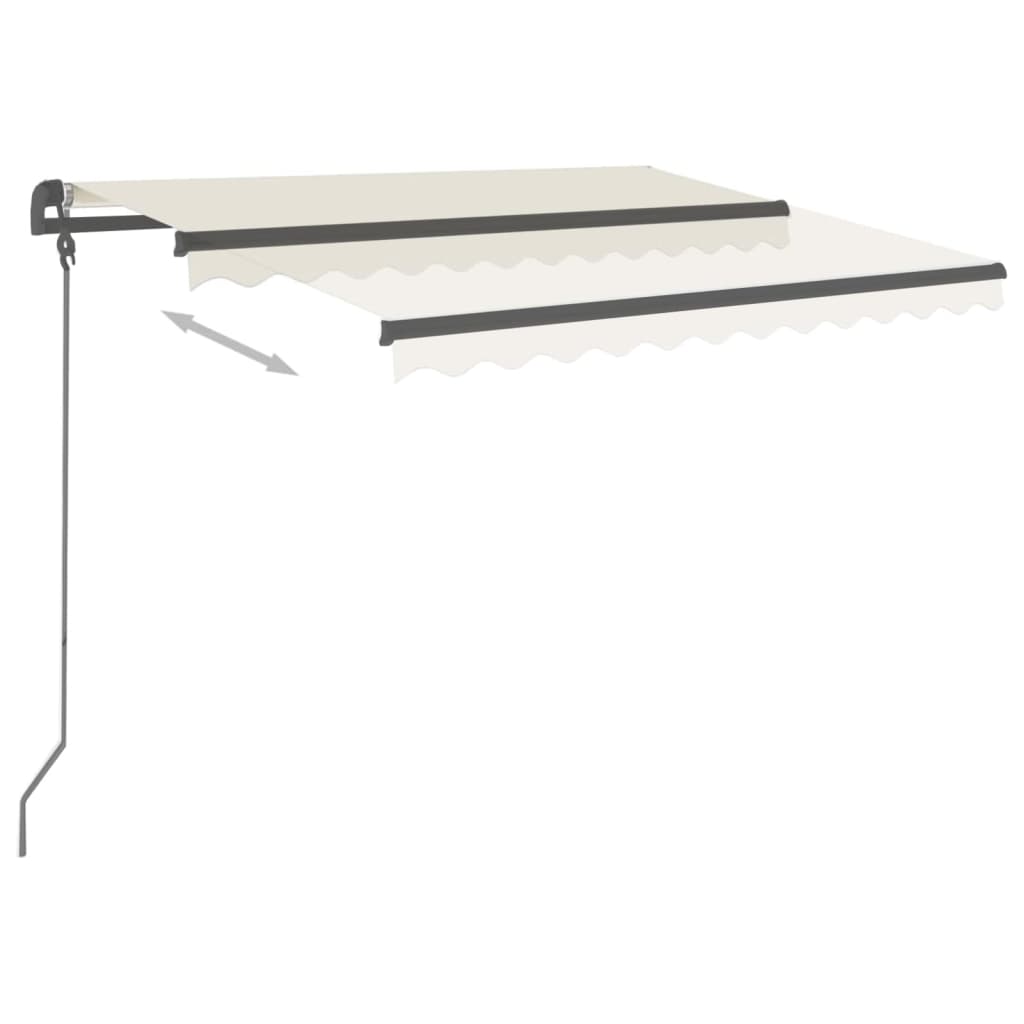 Luifel automatisch uittrekbaar met palen 3,5x2,5 m crèmekleurig 3.5 x 2.5 m Crème