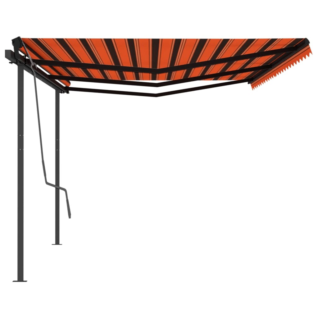 Luifel Automatisch Uittrekbaar Met Palen 6 x 3 m Oranje en bruin