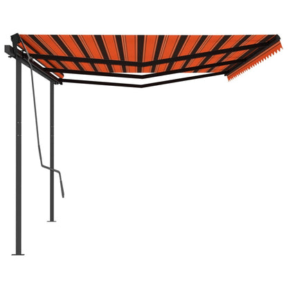 Luifel Automatisch Uittrekbaar Met Palen 6 x 3 m Oranje en bruin