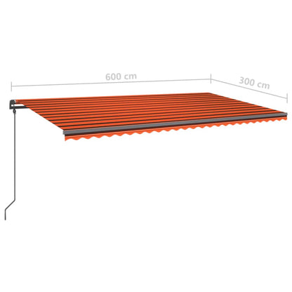 Luifel Automatisch Uittrekbaar Met Palen 6 x 3 m Oranje en bruin