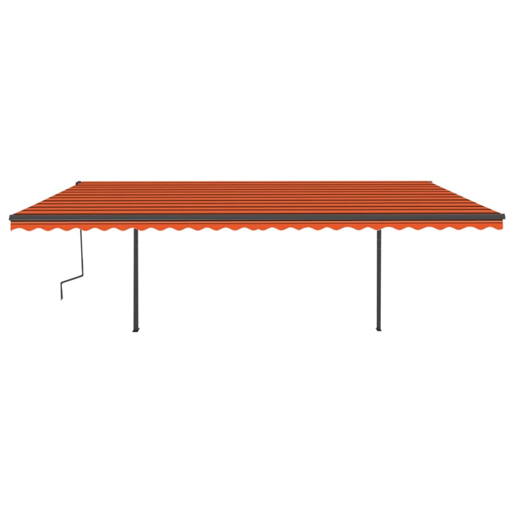 Luifel Automatisch Uittrekbaar Met Palen 6 x 3 m Oranje en bruin