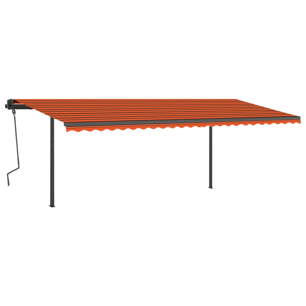 Luifel Automatisch Uittrekbaar Met Palen 6 x 3 m Oranje en bruin