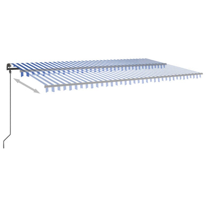 Luifel Handmatig Uittrekbaar Met Palen 6X3,5 M 6 x 3.5 m Blauw en wit